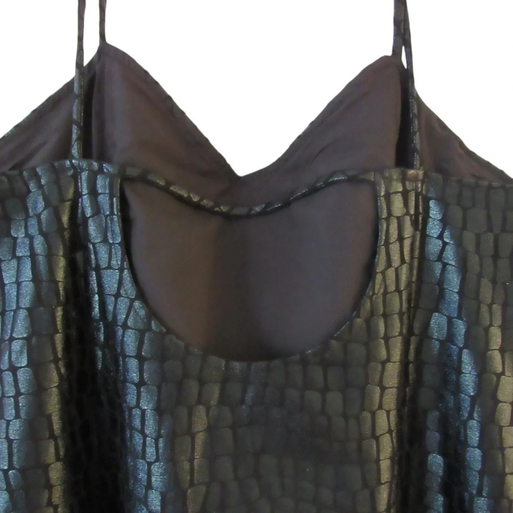 Vivienne Hu New York Black Snakeskin Python Dress 10 Sleeveless Cocktail Witchy